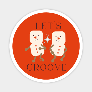 Groovy Christmas Marshmallow Snowman (Red Version) Magnet